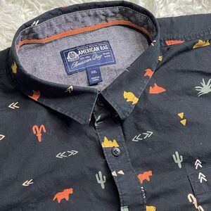 American Rag Button Down Shirt Size XXL Black Western Theme Print